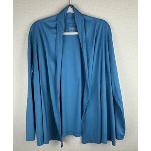 L.L. Bean Blue Open Jersey Cardigan 100% Supima Cotton Size 1X